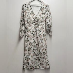 Talulah Reminisce Midi Dress Vintage Botanical Print Women's Size XS